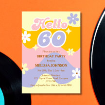 Ola de Retro Groovy Flor Cumpleaños 60