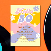 Ola de Retrolujo Flor Groovy 50 Cumpleaños