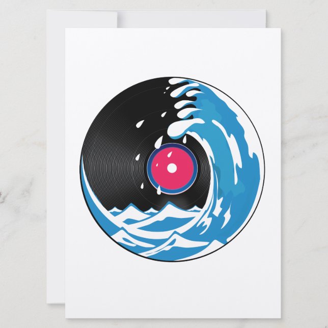 Invitación Ola de vinilo (Anverso)