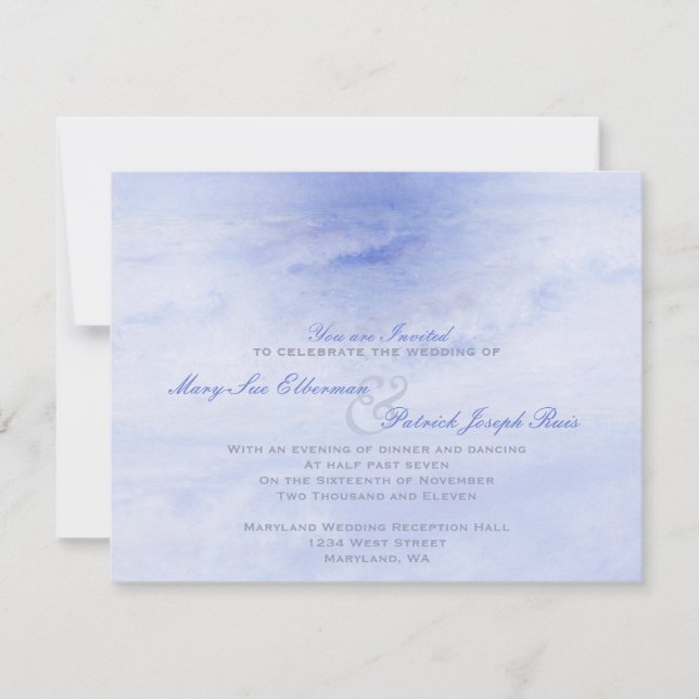 Invitación Ola oceánica: Noche azul pálido sólo Boda pequeño (Anverso)