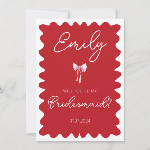 Invitación Ola roja rosa serás mi propuesta de dama de honor