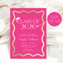 Invitación Ola Rosa Caliente Fiesta de Graduación
