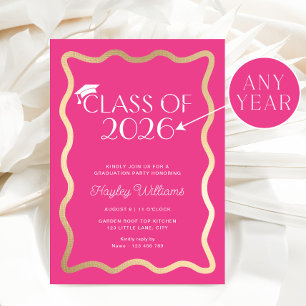 Invitación Ola Rosa Caliente Fiesta de Graduación