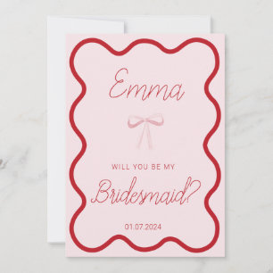 Invitación Ola rosa roja serás mi propuesta de dama de honor