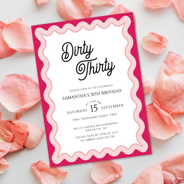 Invitación Ola rosa sucia 30 cumpleaños mínimo (Subido por el creador)