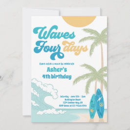Invitación Olas 4 días de la playa de Retro Surf 4 cumpleaños