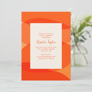 Invitación Olas abstractas naranjas brillantes para una ducha