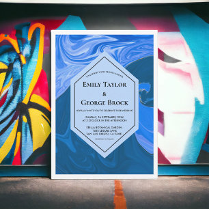 Invitación Olas azules de la Marina Moderna Resumen Boda artí