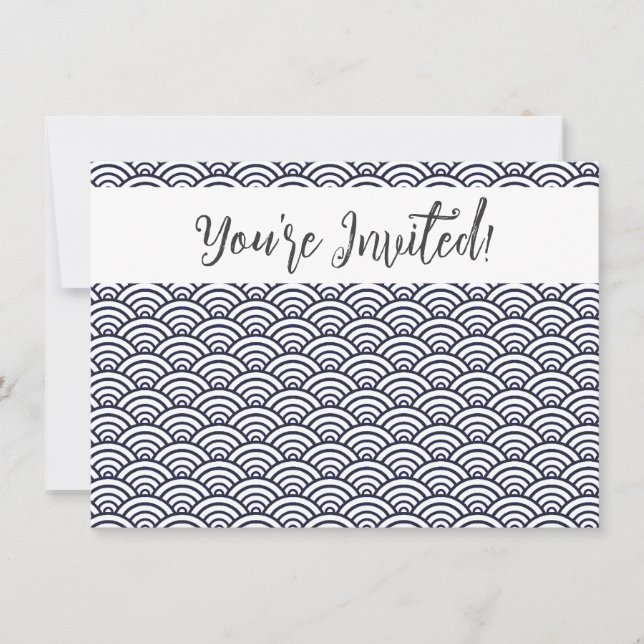 Invitación Olas azules japonesas Mar de Seigaiha (Anverso)