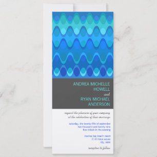Invitación Olas azules Modelo de Mod geométrico moderno Boda