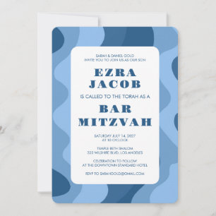 Invitación Olas azules Modernas Resumen Bar Personalizado Mit