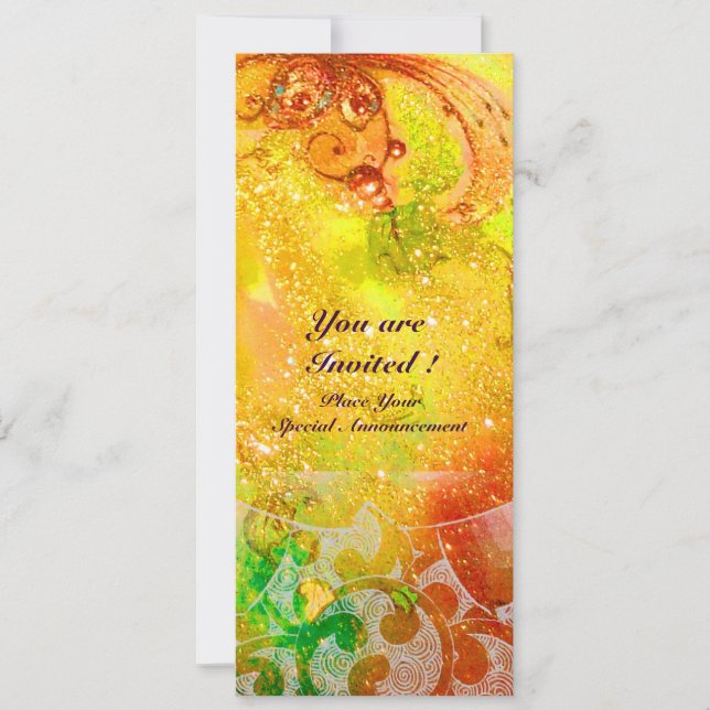 Invitación Olas , brillantes rojas  verde marrón rosa dorado  (Anverso)