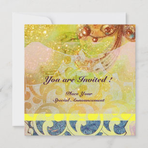 Invitación Olas , brillantes rojos marrones amarillos azules 