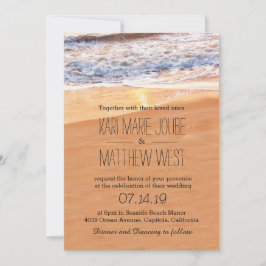 Invitación Olas Casual Beach Wedding Gold