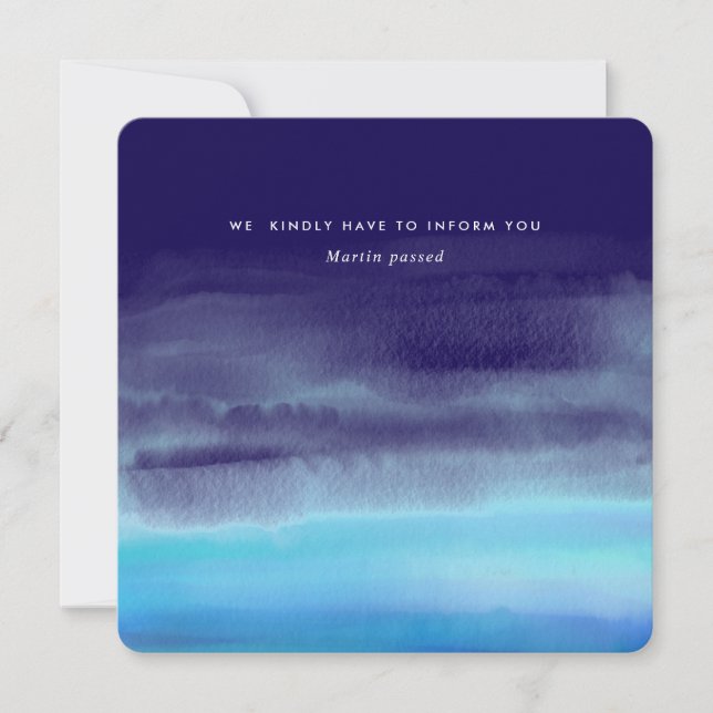 Invitación Olas de acuarela minimalistas azules (Anverso)