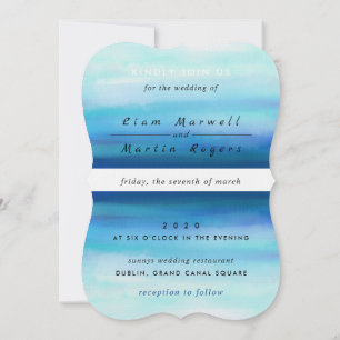 Invitación Olas de acuarela minimalistas azules