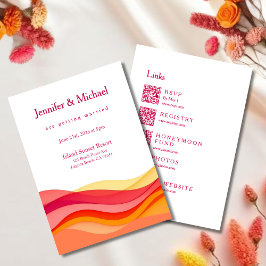 Invitación Olas de Color de Atardecer Boda Moderna Todo en Un