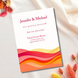 Invitación Olas de Color de Puestas de Sol Boda Moderna