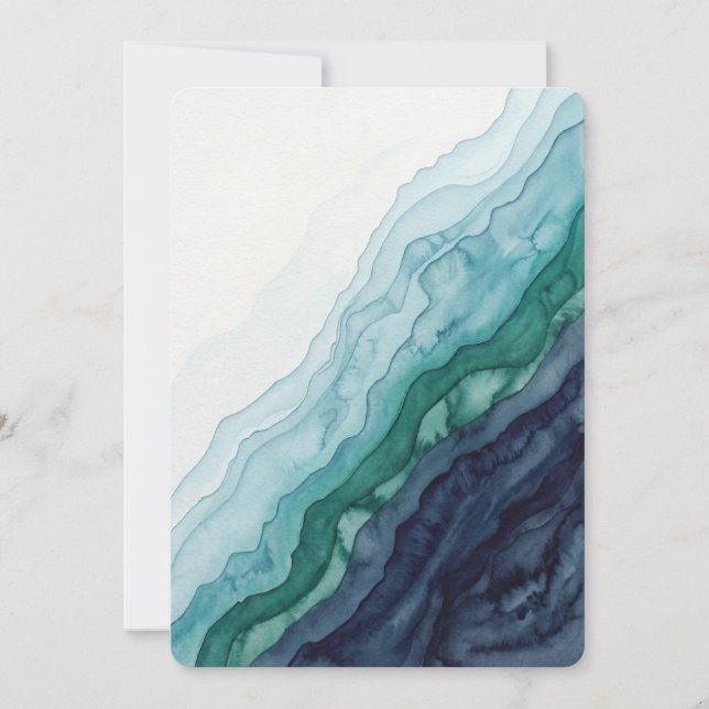 Invitación Olas de Océano Abstractas (Anverso)