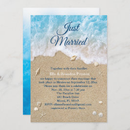 Invitación Olas de Playa Azules Recién Casados Post Boda