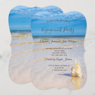 Invitación Olas de Playa Concha de Mar Compromiso