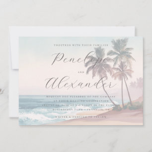 Invitación Olas de playa de acuarela pastel serena