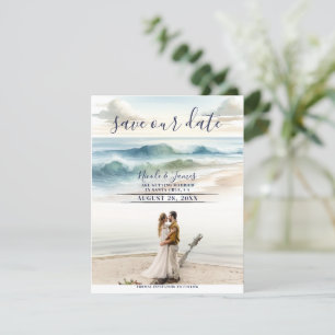 Invitación Olas de Playa en Acuarela Costera Foto de Salvar l