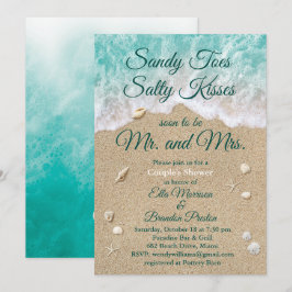 Invitación Olas de playa Toes de arena Ducha de pareja
