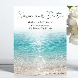Invitación Olas de Playa y Agua Clara Tropical Salva nuestra