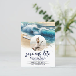 Invitación Olas del Ocano Estrellándose en la Costa Guardar l