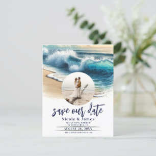 Invitación Olas del Ocano Estrellándose en la Costa Guardar l