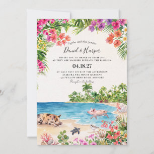 Invitación Olas del Océano Azul Boda en Isla de Playa Tropica