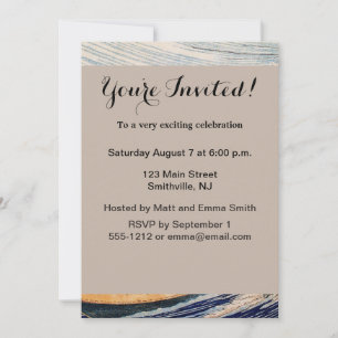 Invitación Olas del Océano de Hokusai Barcos Marítimos