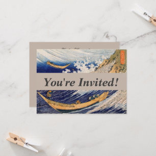 Invitación Olas del Océano de Hokusai Barcos Marítimos