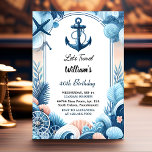 Invitación Olas del océano navegable Anchor Yate 50 cumpleaño<br><div class="desc">Pase por una celebración inolvidable con nuestro "Sail Ocean Waves Travel Anchor Yacht" 50th Birthday Invitation! Acompáñenos en una aventura náutica, rodeada por la serena belleza de las olas del océano y el encanto de un yate. Este elegante diseño promete una celebración de cumpleaños llena de emoción por la navegación...</div>
