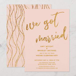 Invitación Olas Doradas Nos Casamos Rubor Recepción de Boda
