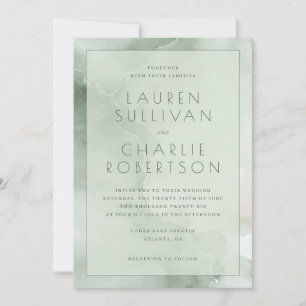 Invitación Olas Elegantes de Acuarela Verde