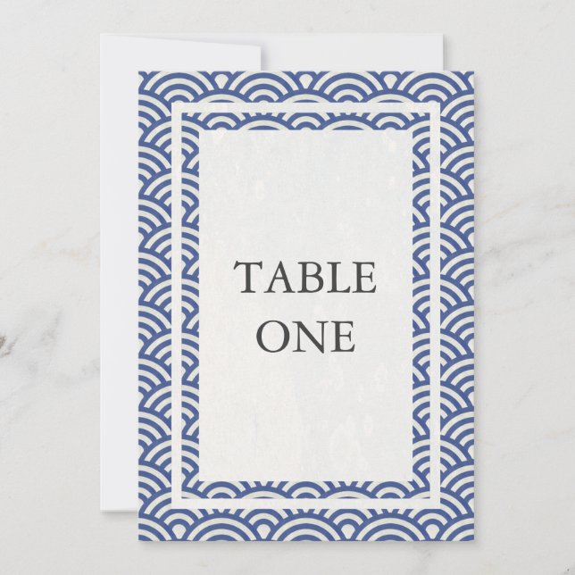 Invitación Olas estilizadas japonesas Seigha Mesa grande núme (Anverso)