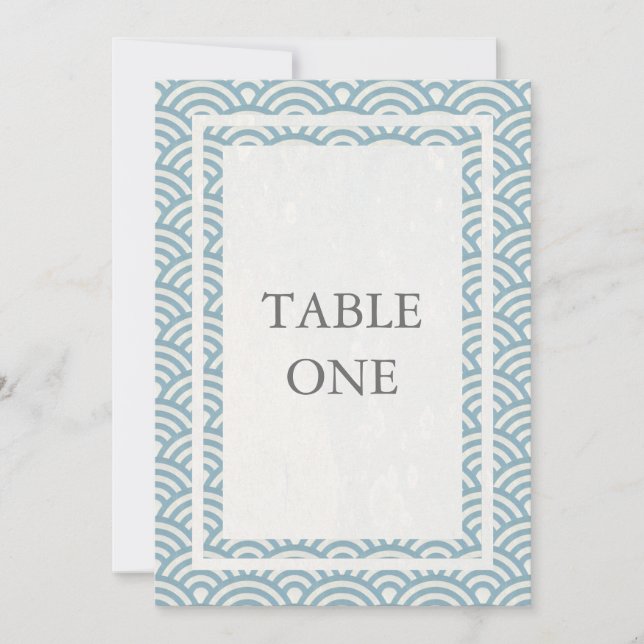 Invitación Olas estilizadas japonesas Seigha Mesa grande núme (Anverso)