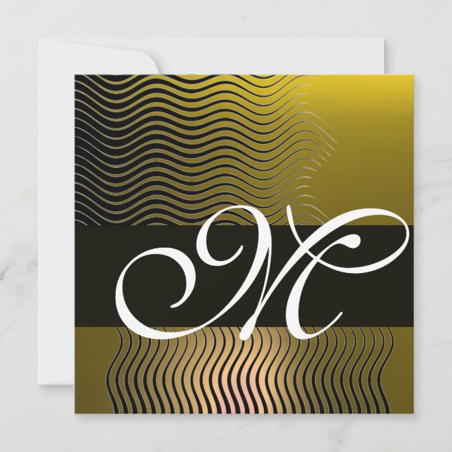 Invitación OLAS ESTILIZADAS MONOGRAMA, topacio amarillo (Anverso)