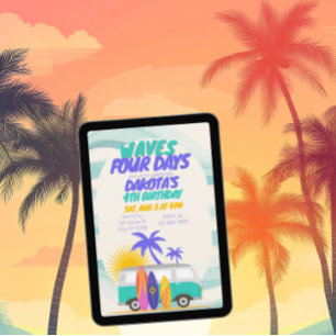 Invitación Olas Four Days Surf Van 4º Cumpleaños