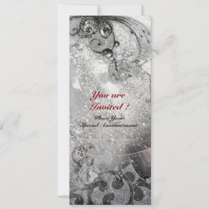 Invitación Olas hielo brillante metálico negro blanco destell