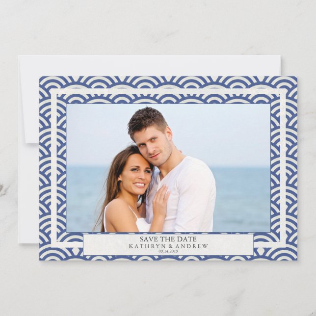 Invitación Olas japonesas de Seigaiha Salvan la foto plana de (Anverso)