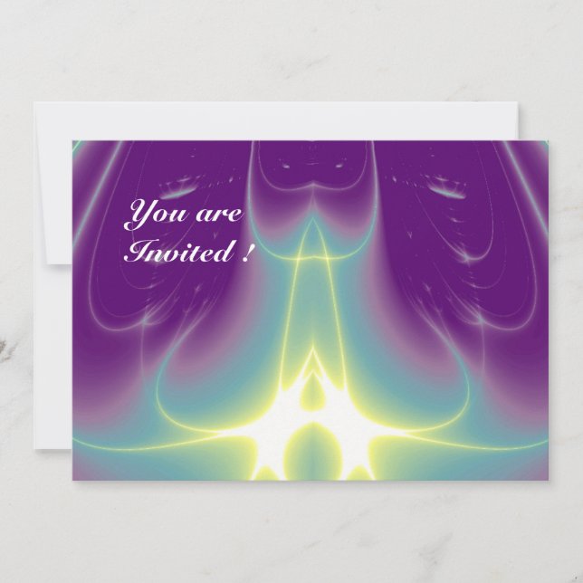 Invitación OLAS LUMINOSAS, Aqua BluePurple, Blanco,Amarillo (Anverso)