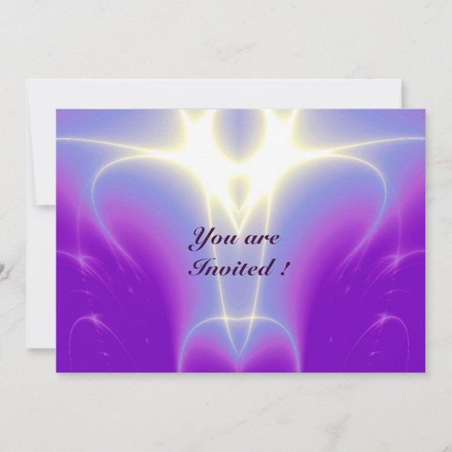 Invitación OLAS LUMINOSAS, rosa, morado, blanco (Anverso)