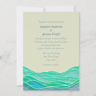 Invitación Olas mágicas modernas del océano boda en la costa