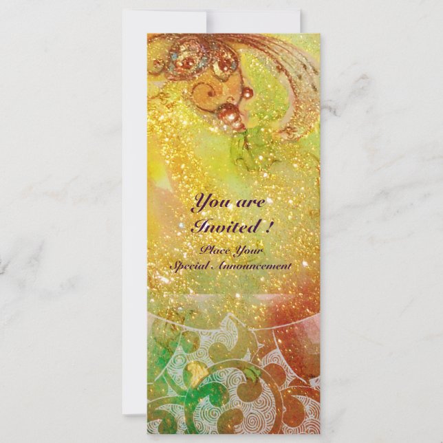 Invitación OLAS , rojas brillantes  verde marrón rosa destell (Anverso)