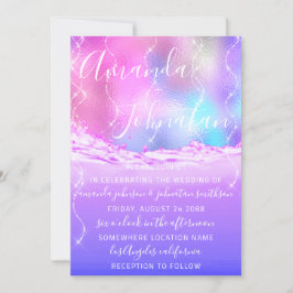 Invitación Olas rosadas del océano púrpura boda Chispa oceáni