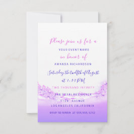 Invitación Olas rosas Océano rosa Morado Ombre Boda de novias