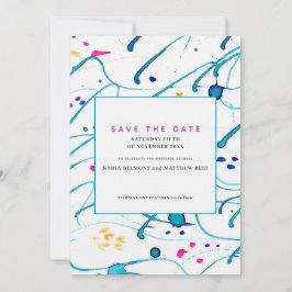 Invitación Olas tropicales abstractas boda guardar la fecha